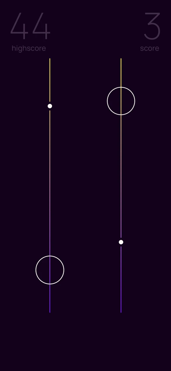 Two tracks with circles and white dots in baut’s purple theme