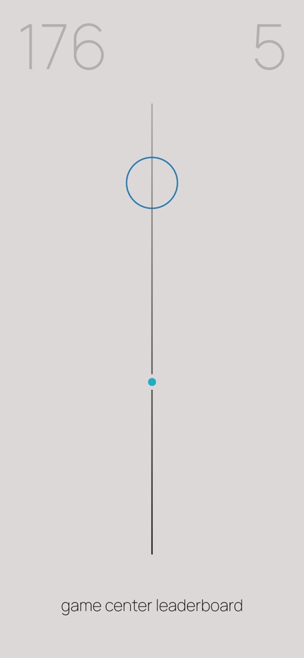 baut gameplay in a light theme with a circle, a moving dot, and score counters